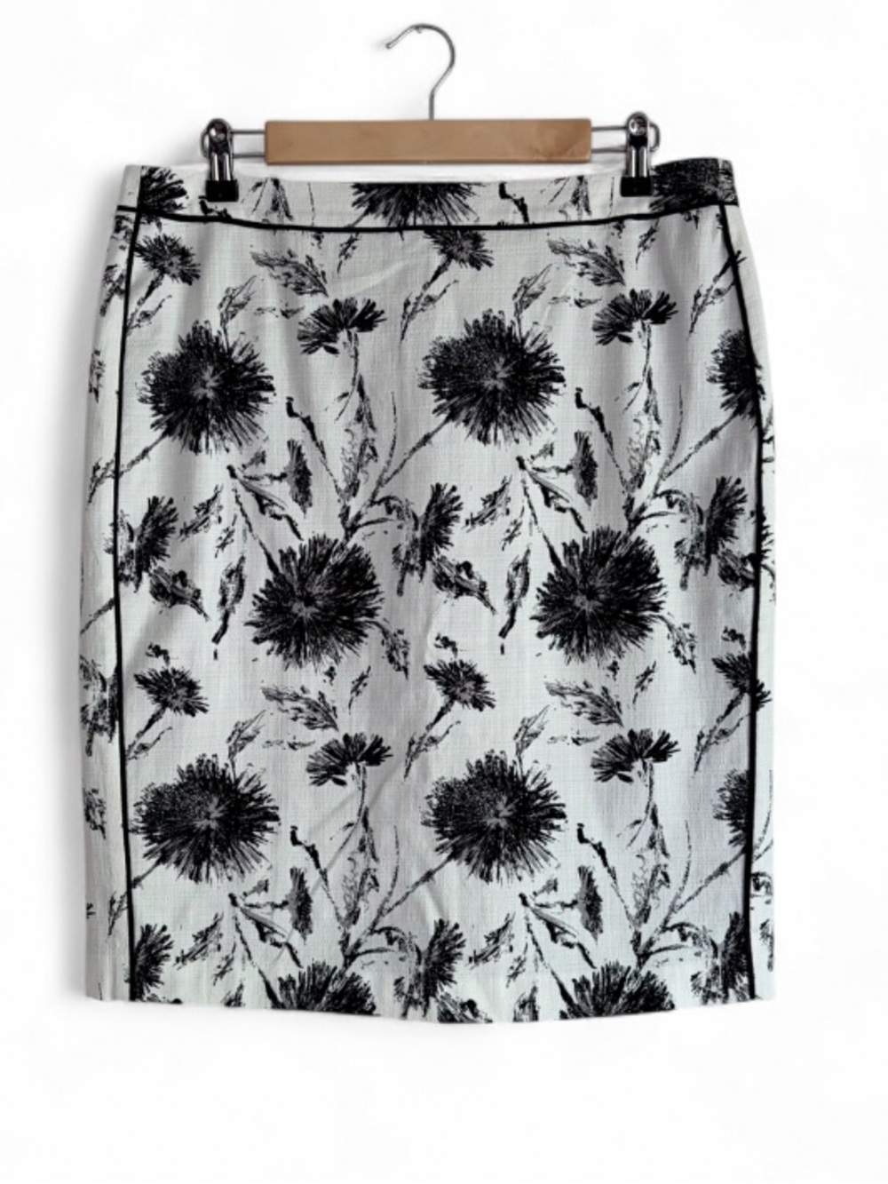 Halogen Black and White Dandelion Floral Print Pencil Skirt Size 12
